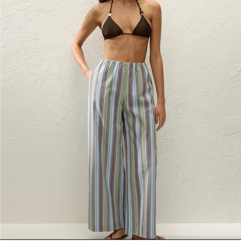 Faithfull the Brand Lane Pant Agua Stripe Blue